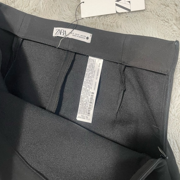 Zara Women's S Peaked Mini Skirt Black Asymmetric Side Zip Short NWT - Picture 5 of 7